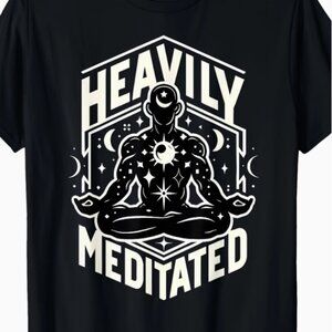 Heavily Meditated Black & White Tee Relaxation Chakra NWT